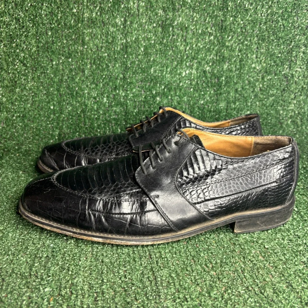 Stacy Adams Genuine Snake Leather Skin Exotic Dress Oxford Shoe Black Mens 9.5 M